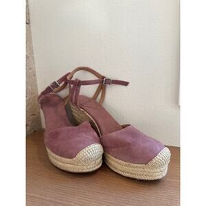 SALE!! Crown Vintage  ALINA DESERT Violet Suede Wedge Espadrilles Size 8